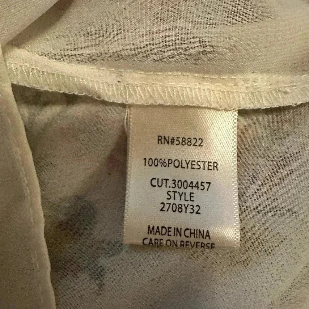 Max Studio cream floral blouse size L - Picture 7 of 8